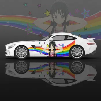 Rainbow un Anime Meitene Auto Virsbūves Uzlīmes Itasha Vinila Auto Sānu Decal Uzlīmes, Auto Virsbūves Uzlīmes, Auto Uzlīmes, Dekori