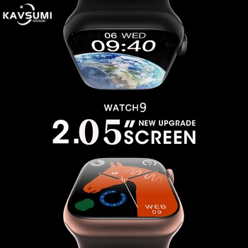 Jauns Skatīties 9 Smart Skatīties Vīriešiem Ķermeņa Temperatūra BT Zvanu NFC Vienmēr uz Displeja Fitness Sievietēm, Sērija 8 Smartwatch Apple Android