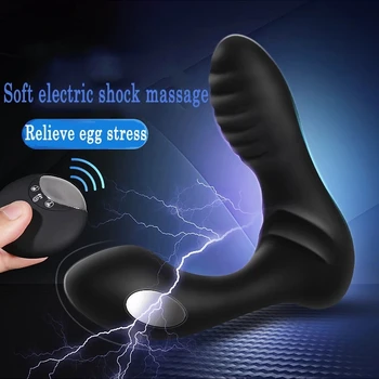 Bezvadu Tālvadības Pults, Elektriskās Strāvas Triecienu Vīriešu Prostatas Massager Vibrators Elektrisko Stimulāciju Butt Plug Ana Seksa Rotaļlietas Vīriešiem Geju