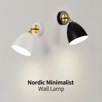 Gultas sienas lampas minimālisma radošo guļamistaba studiju rotējoša galda lampas Ziemeļvalstu minimālisma moderno koridora lampas